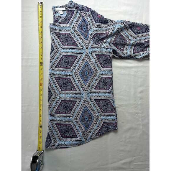 Charter Club Womens XL Blue Geometric Longsleeve Bell cuffs - Picture 4 of 8